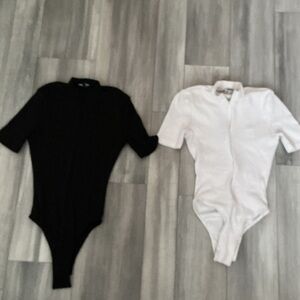 Black and White Body Suit Two Piece Set